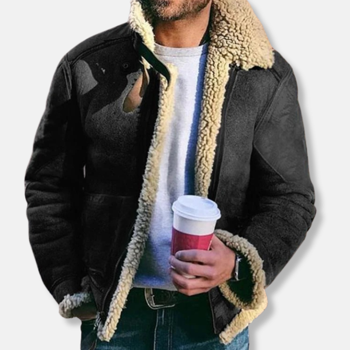 Drune | Wildleder Aviatorjacke - Mit Schaffell gefütterte Kragenjacke