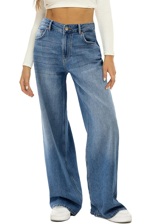 Drune | Rosiedress Lässige Weite Beinhosen Aus Zerrissenem Denim