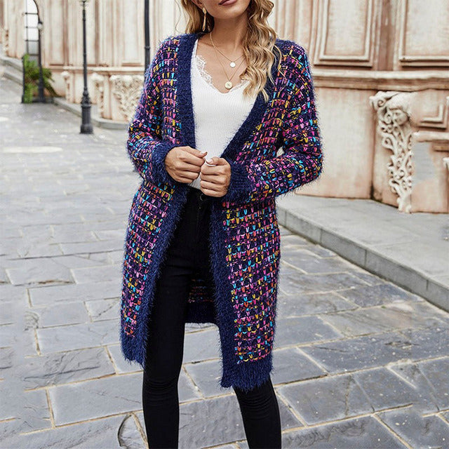 Drune | Farbiger Langer Cardigan Polyester Warm, Bequem