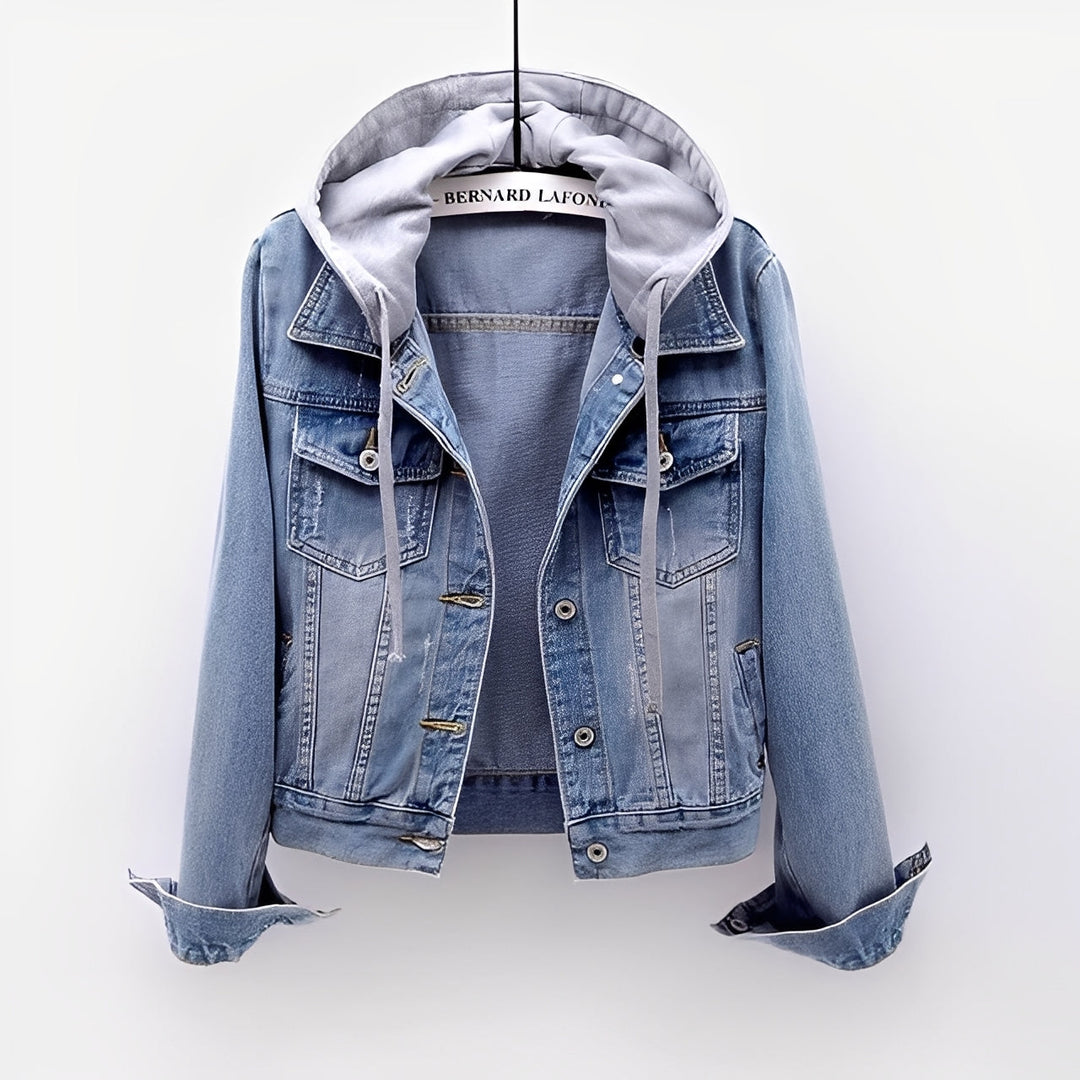 Drune | Stilvolle Jeansjacke mit abnehmbarer Kapuze für Frauen