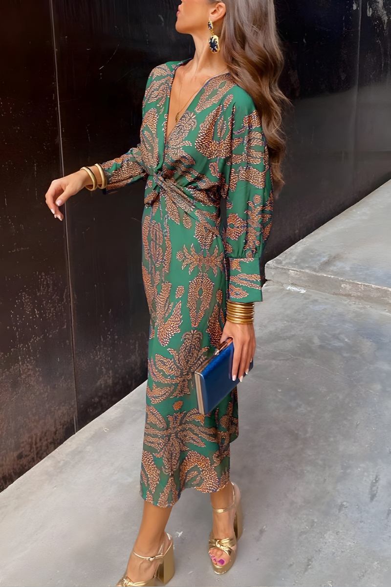 Drune | Knotendes V-Ausschnitt Maxikleid