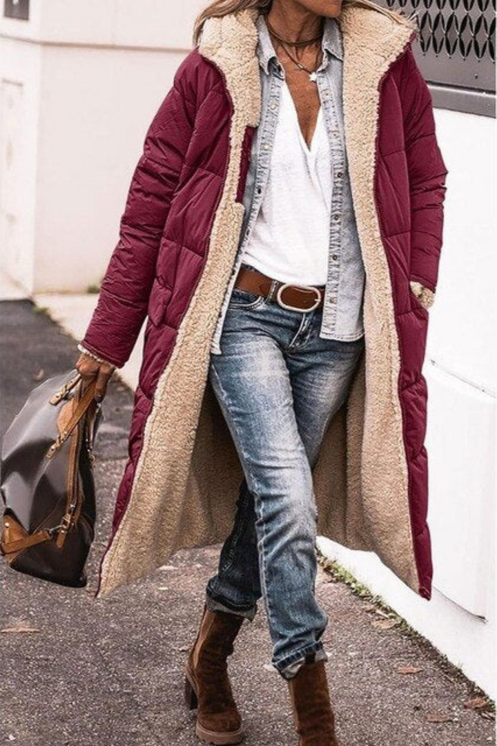 Drune | Warme Lange Jacke mit Kapuze