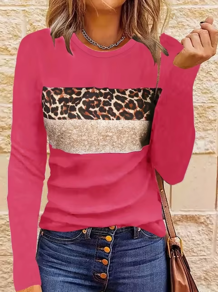Drune | Langarm-T-Shirt mit Leopardenmuster