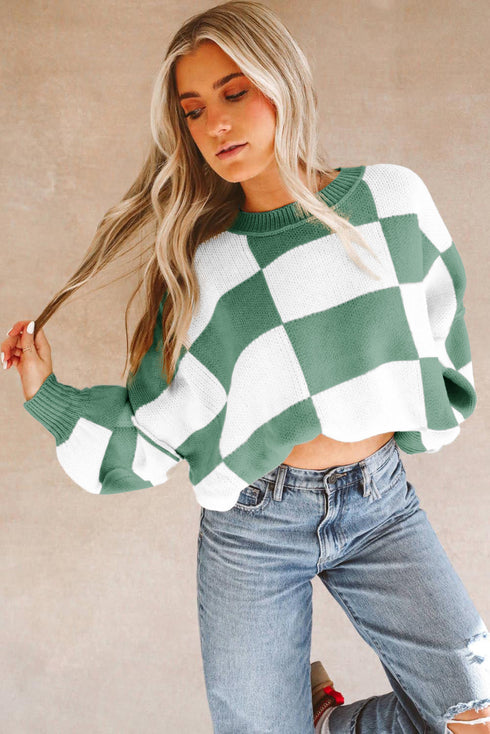 Drune | Karierte Rundhals Strickpullover Ideal für den Winter