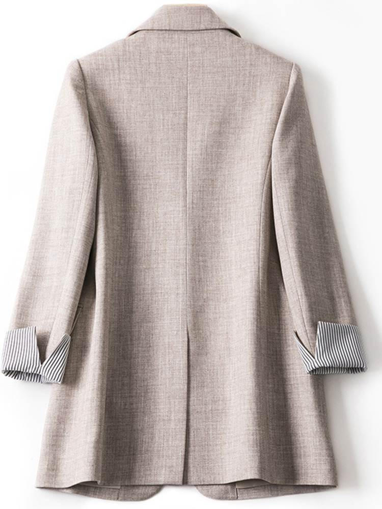 Drune | Langer Damen Blazer mit Gestreiftem Futter und Aufgeschlagenen Manschetten