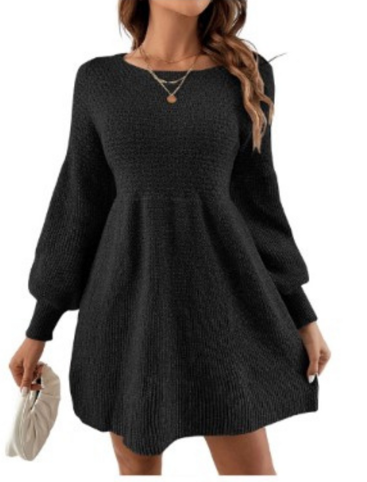 Drune | Monochromes Apricotfarbenes Mini Pulloverkleid