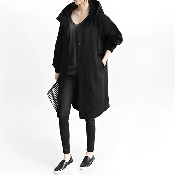 Drune | Damen-Hoodie-Regenmantel, wasserfest