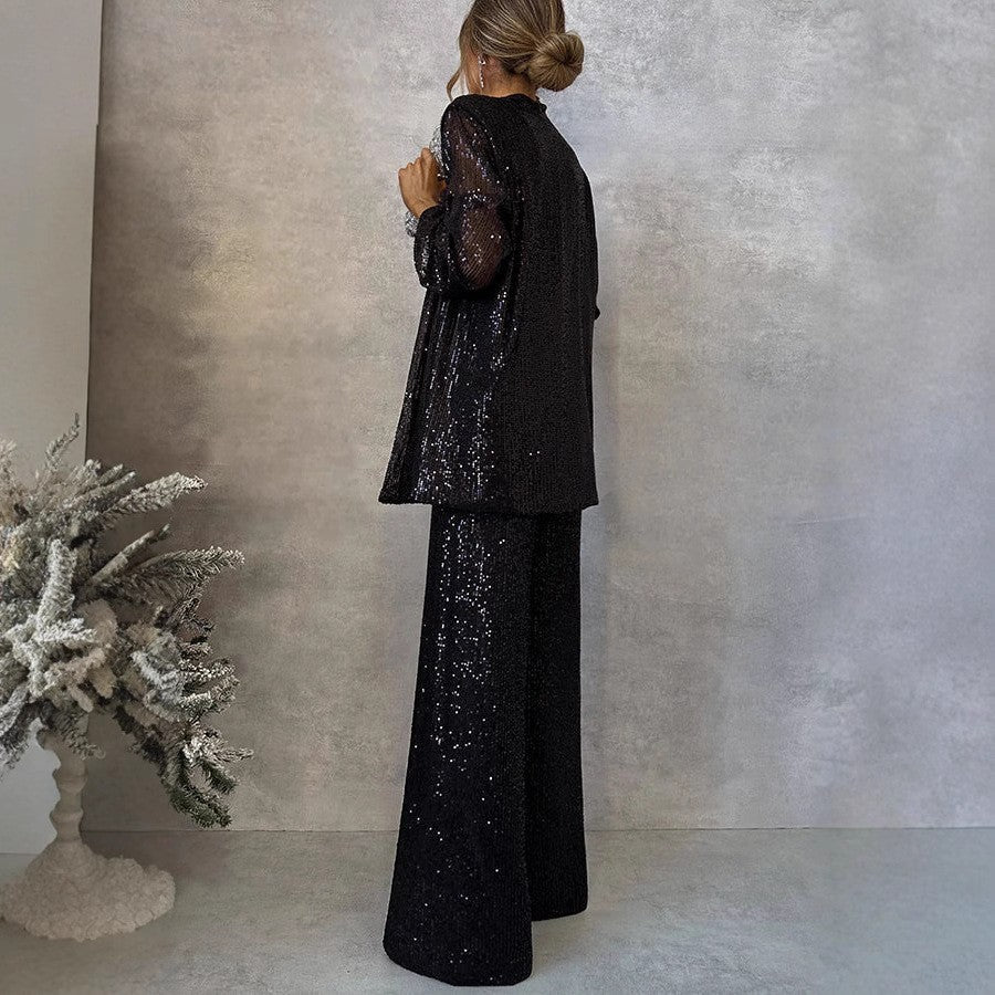 Drune | Trendiges Design - High-Waist-Paillettenanzug