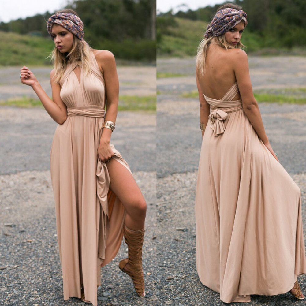 Drune | Elegante Damen Infinity Kleid Schickes Wickel Sommerkleid