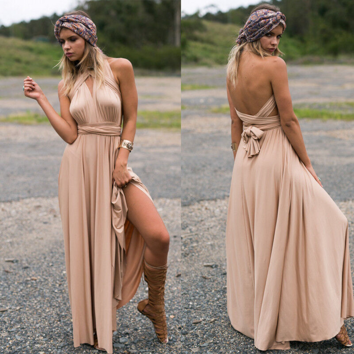 Drune | Elegante Damen Infinity Kleid Schickes Wickel Sommerkleid