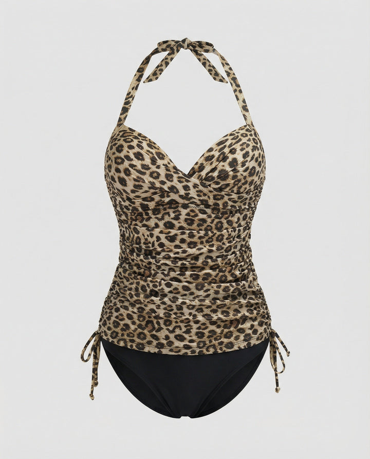 Drune | Atmungsaktiver Tankini mit V-Ausschnitt Im Leopardenmuster