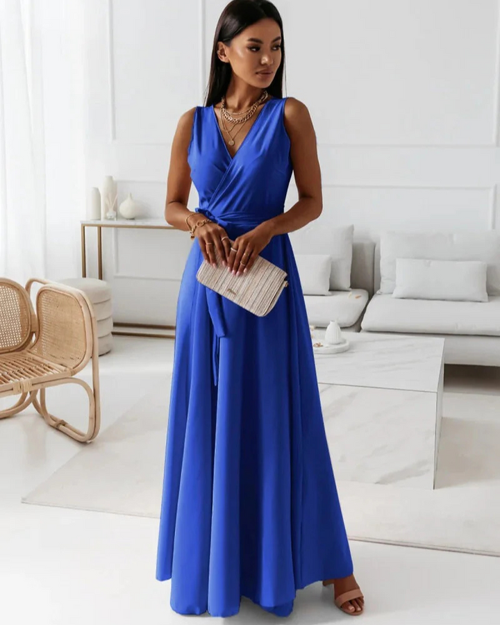 Drune | Langes V-Ausschnitt Kleid für Damen Maxi