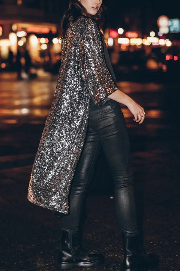 Drune | Glamour Kimono aus Pailletten mit Schlüsselloch