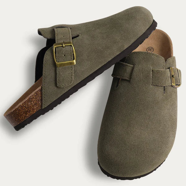 Drune | Damenclogs - Braun - Qualitätsleder - Verstellbare Schnallen