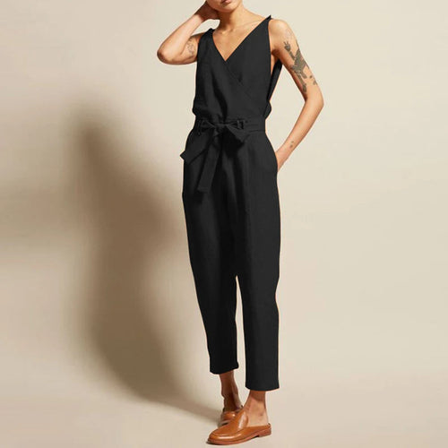 Drune | Baumwoll-Leinen-Trägerjumpsuit