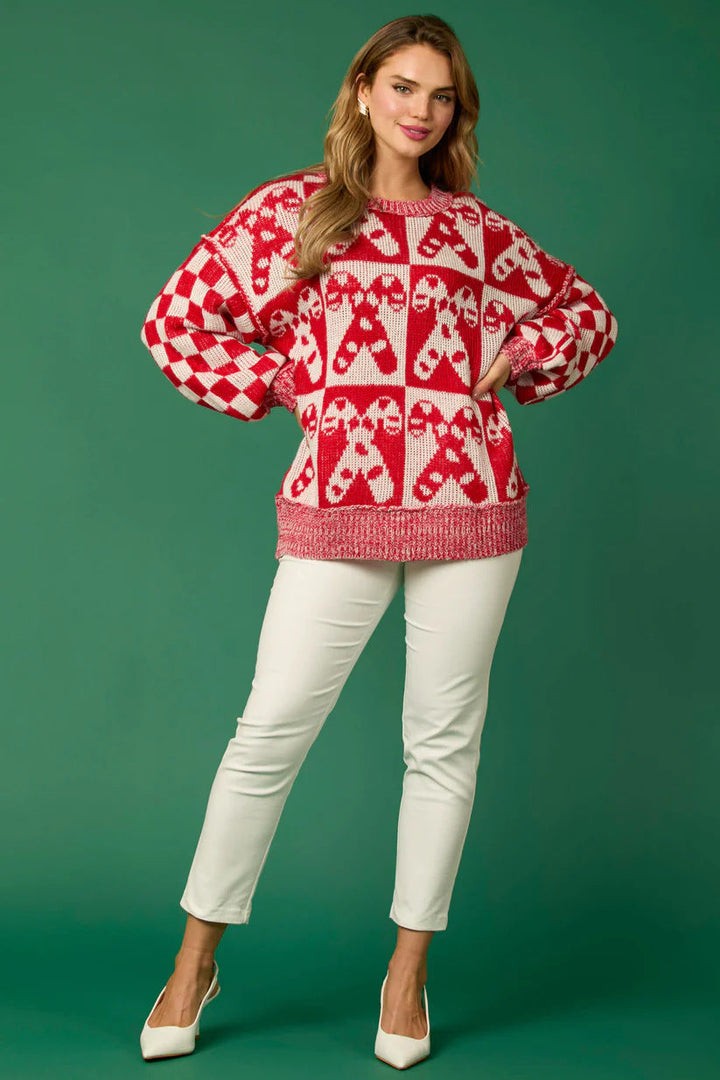 Drune | Zuckerstangen-Weihnachtsnadeln & Lebkuchenmann Strickpullover