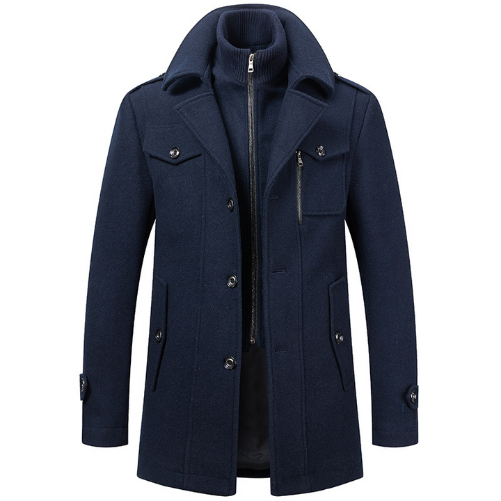 Drune | Lange Wolljacke mit Reißverschluss