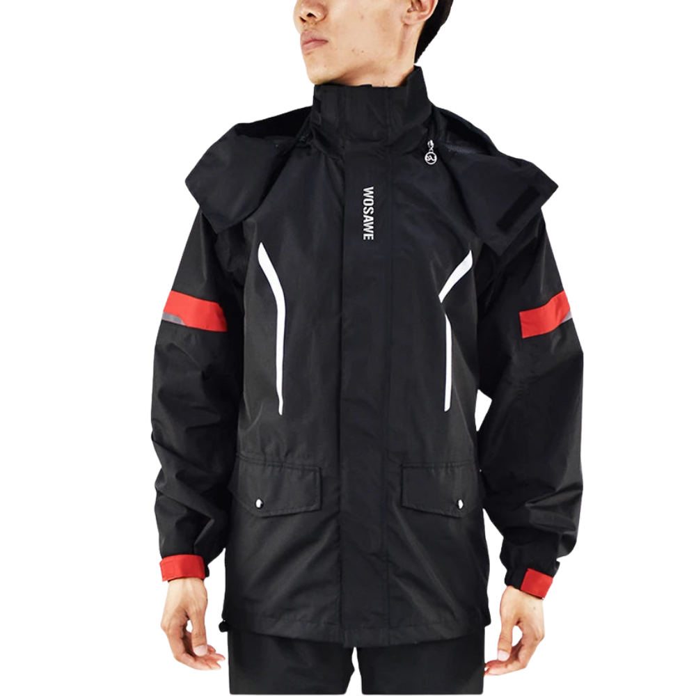 Drune | Herren Motorrad Regenjacke wasserdicht - Reflektierend schwarz/grün S-2XL