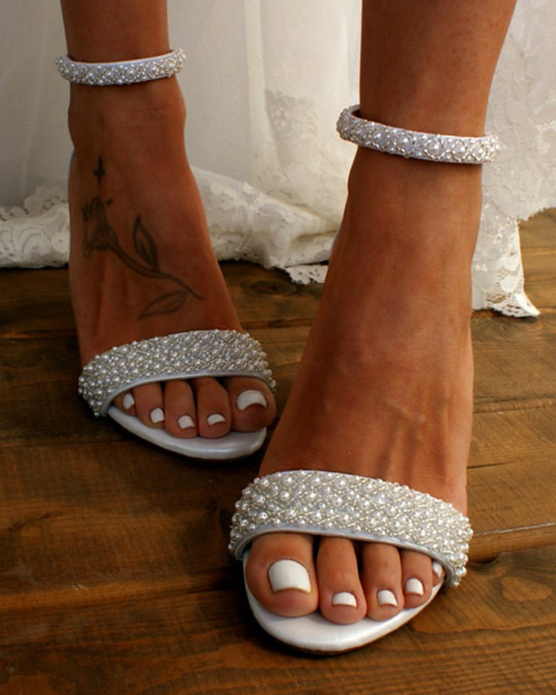 Drune | Elegante Brautsandalen mit Perlendetails für Damen