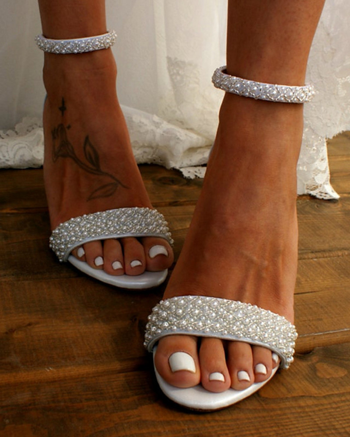 Drune | Elegante Brautsandalen mit Perlendetails für Damen
