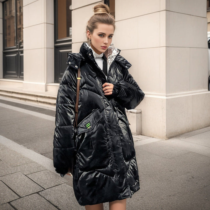Drune | Coole Glänzende Lockere Mittellange Baumwolljacke
