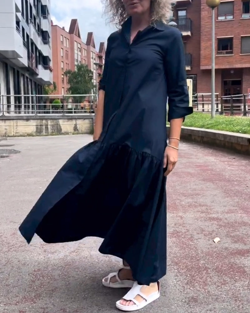 Drune | Einfarbiges Lässiges Langarmkleid