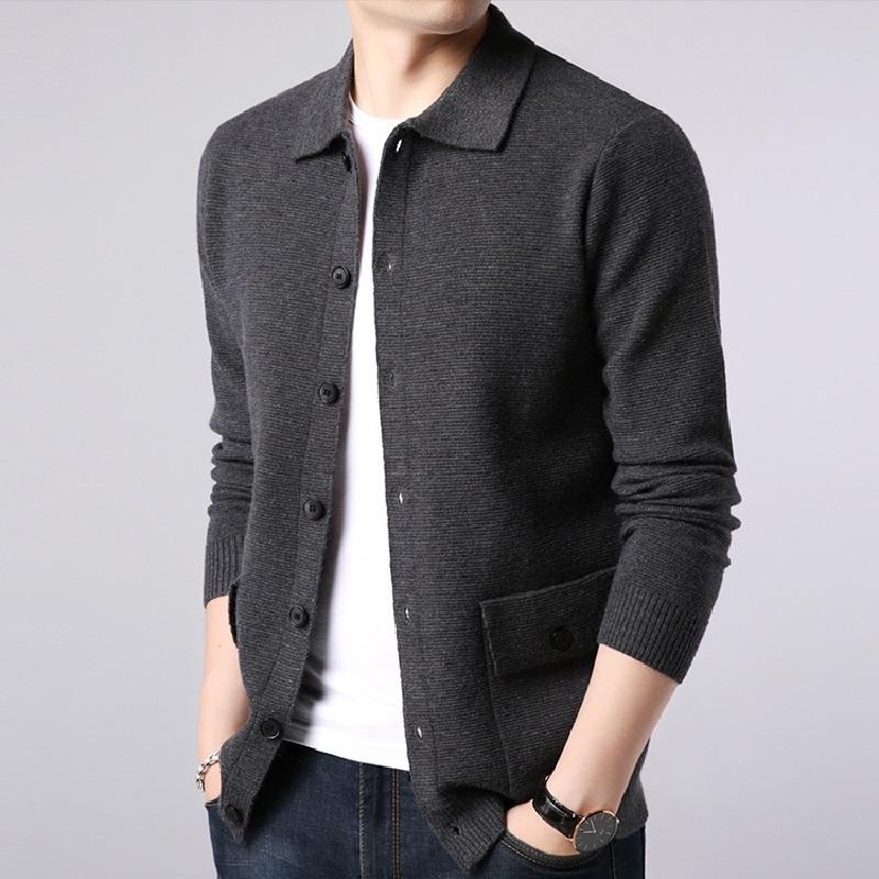Drune | Strickjacke Gestrickte Wollmischung Slim Fit Knopfleiste & Kragen Taschen