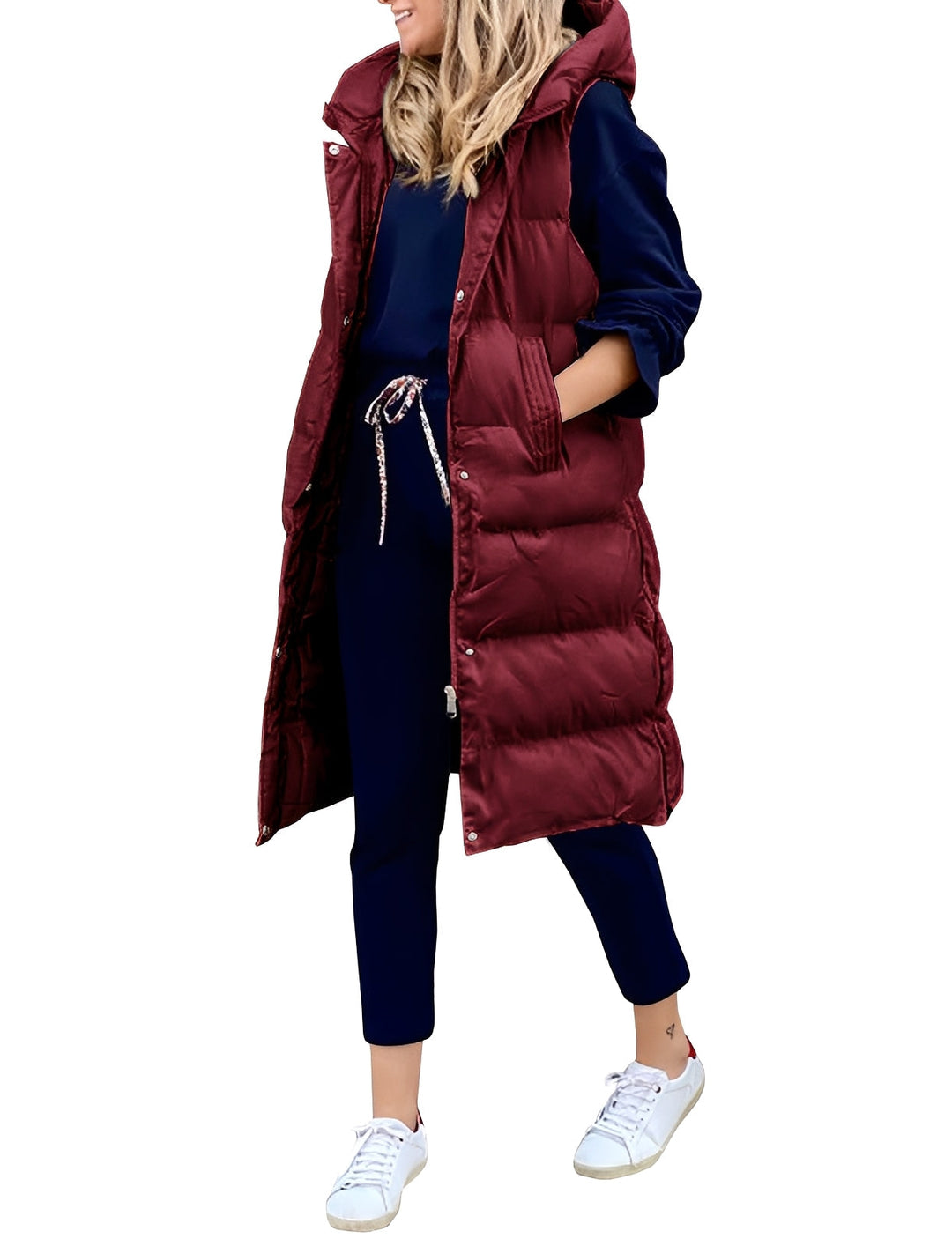 Drune | Stylischer, Ärmelloser, Langer Weste-Mantel für Damen