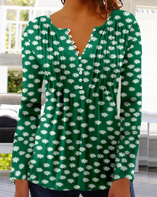Drune | Blumen gestickte Bluse mit Ärmeln für Frauen