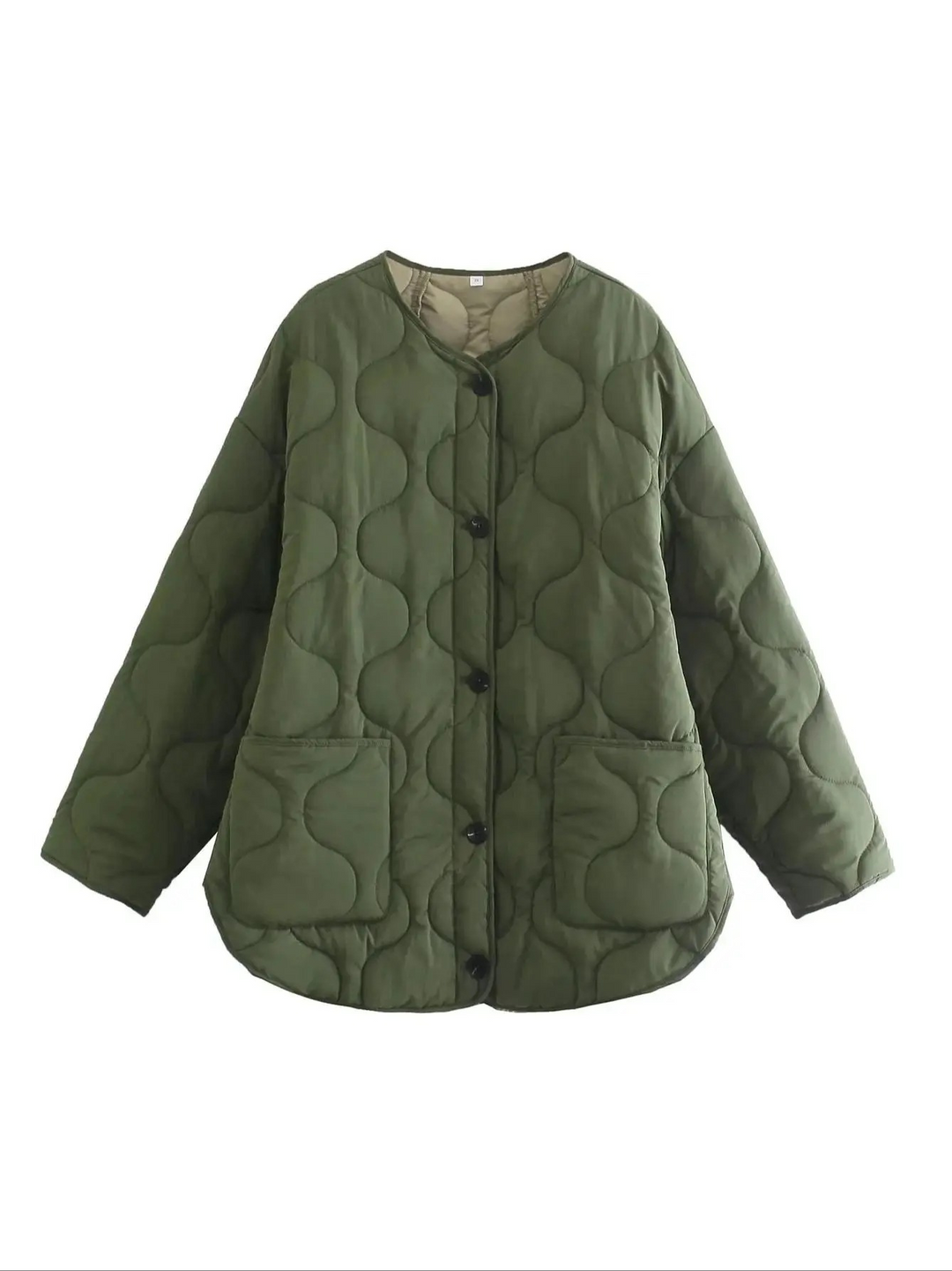 Drune | Trendy Olivgrüner Übergroßer Gestepptes Jacke für einen Stilvollen Look Ideal für Herbst/Winter