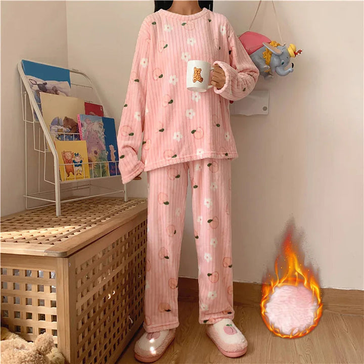 Drune | Fleece Komfort Pyjama - Süß, Warm und Bequem in 7 Trendy Varianten