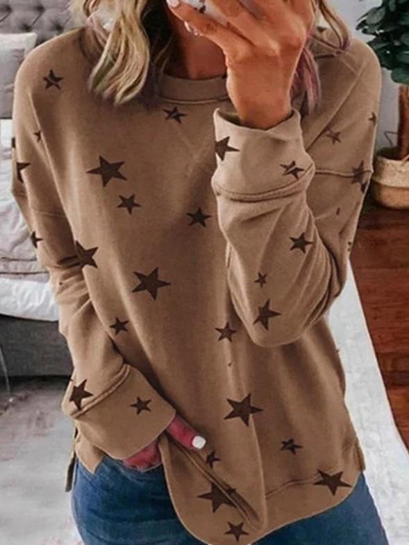 Drune | Warmer Stern Druck Rundhals Pullover Ideal für den Winter