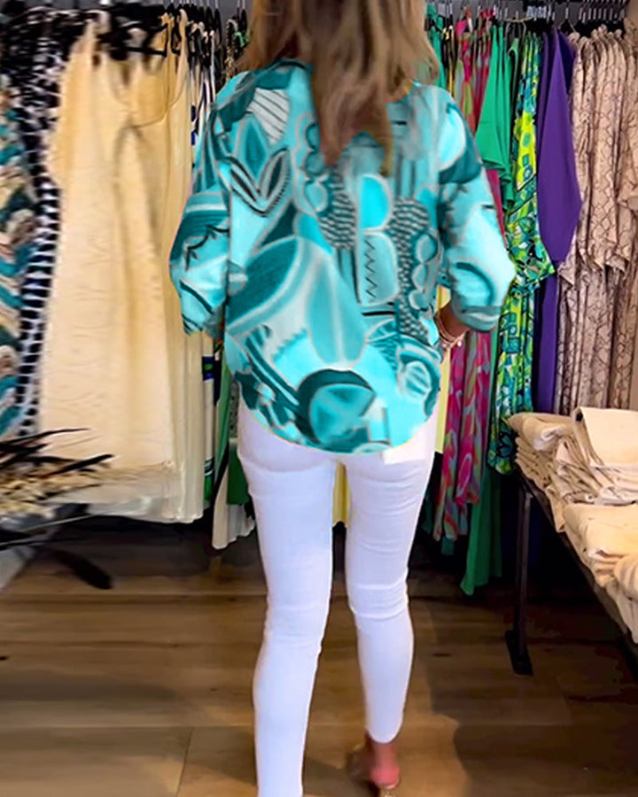 Drune | Bunte Langärmlige Bluse mit Print