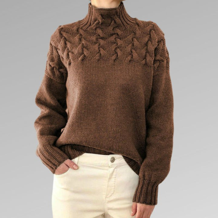 Drune | Strickpullover - Hoher Rollkragen - Zopfmuster - Lange Ärmel - Bequeme Passform