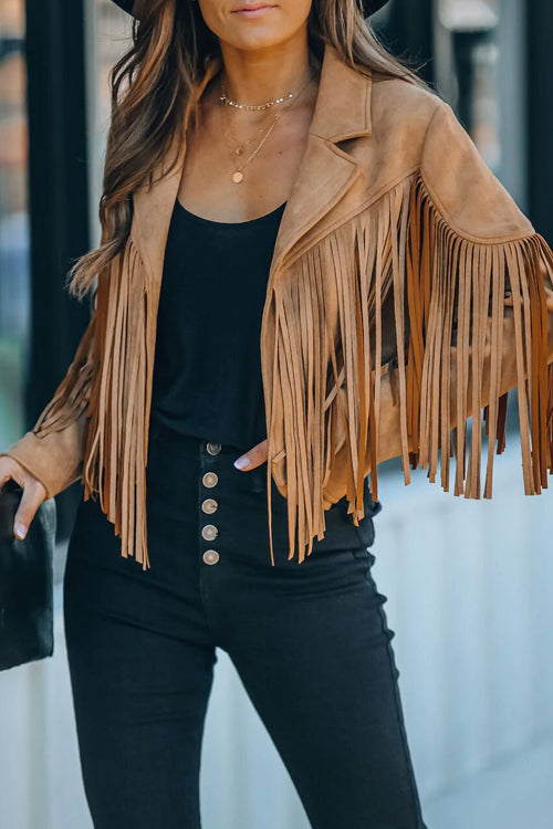 Drune | At Your Best Fransenkante Faux Suede Shacket