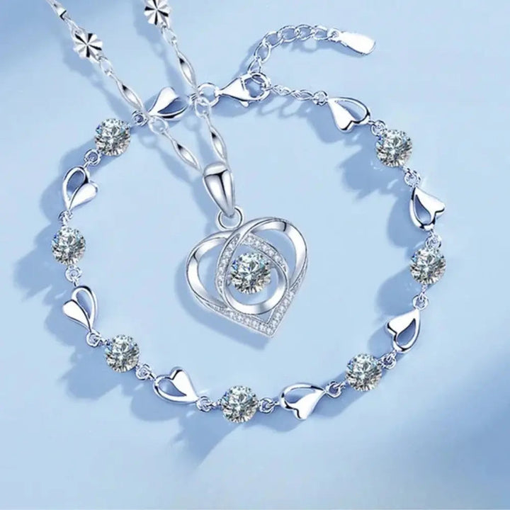 Drune - Elegantes Herz Schmuckset 925 Sterling Silber