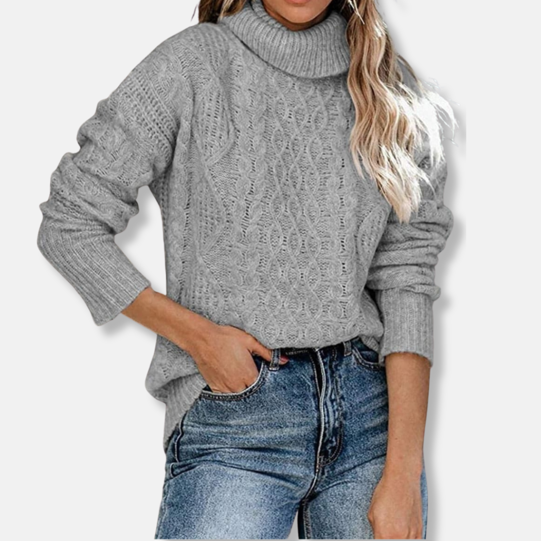 Drune | Rollkragenpullover - Kabelstrick Tunika-Längenpullover