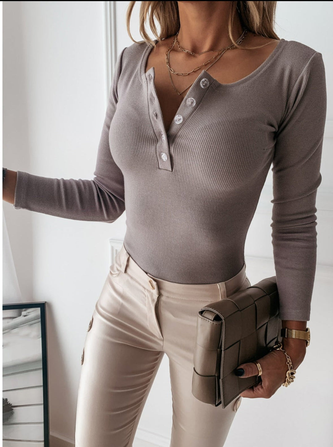 Carin Klassisches Geripptes Henley