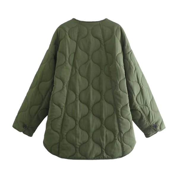 Drune | Lässige Rundhals-Steppjacke mit Karomuster und großen Taschen Ideal für Herbst/Winter