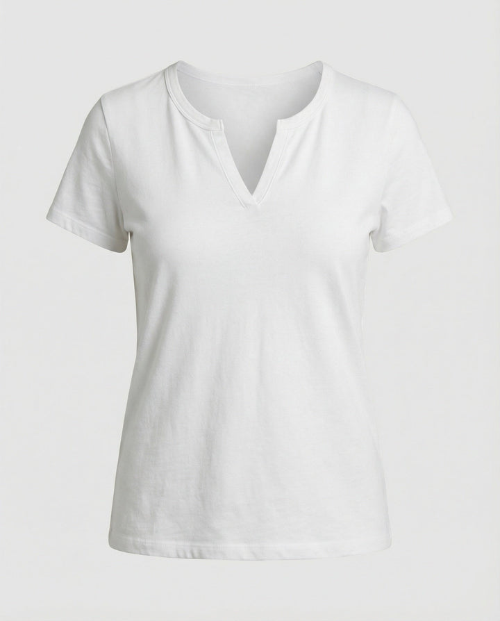 Drune | Bluse Stylischer V-Ausschnitt Sommer Weiß Top