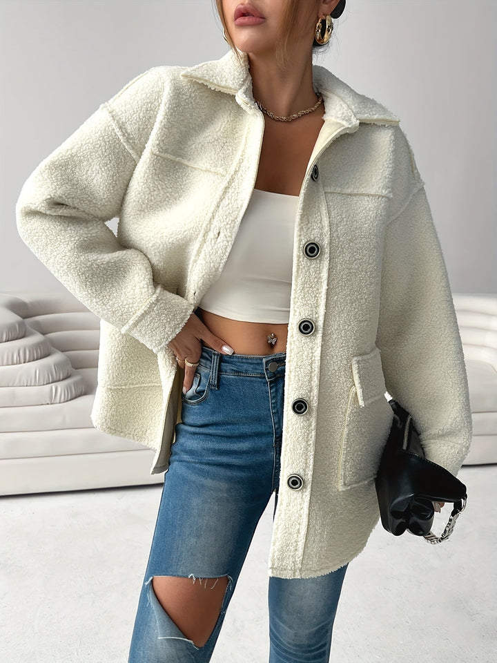 Drune | Gemütlicher Plys-jacke mit Knöpfen Polyester Komfortabel und Stilvoll