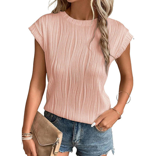 Drune Sommer-T-Shirt für Damen mit Rundhalsausschnitt und superkurzen Ärmeln