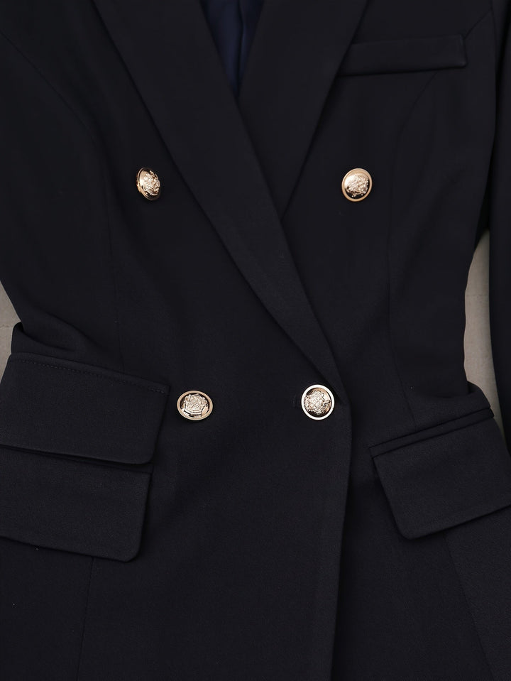 Drune | Zweireihiger Blazer Mit Reverskragen Zweiteiliges Set Für Damen - Für elegante Anlässe