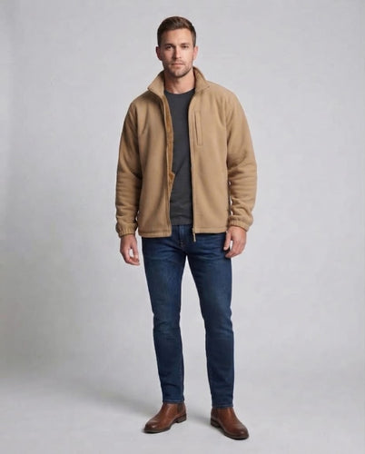 Herren Thermofleece‑Jacke mit Teddyfutter, wasserdichter Brusttasche & Stehkragen Drune