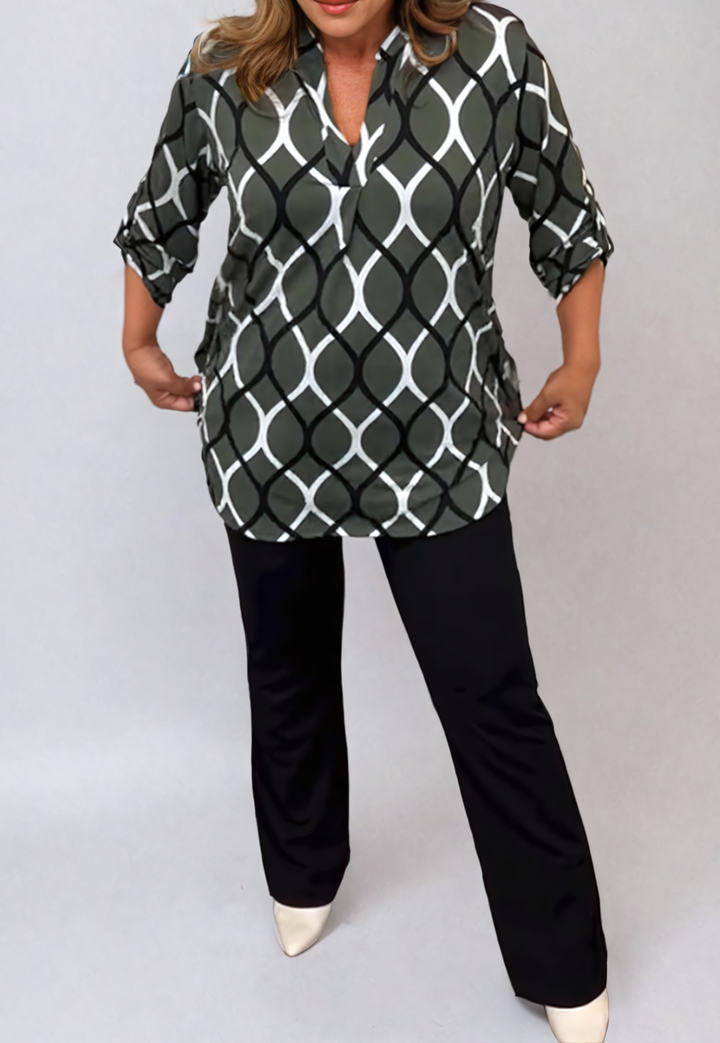 Drune | Elegante Bluse mit Grafischem Muster Leicht und Stilvoll Perfekt Für Den Alltag