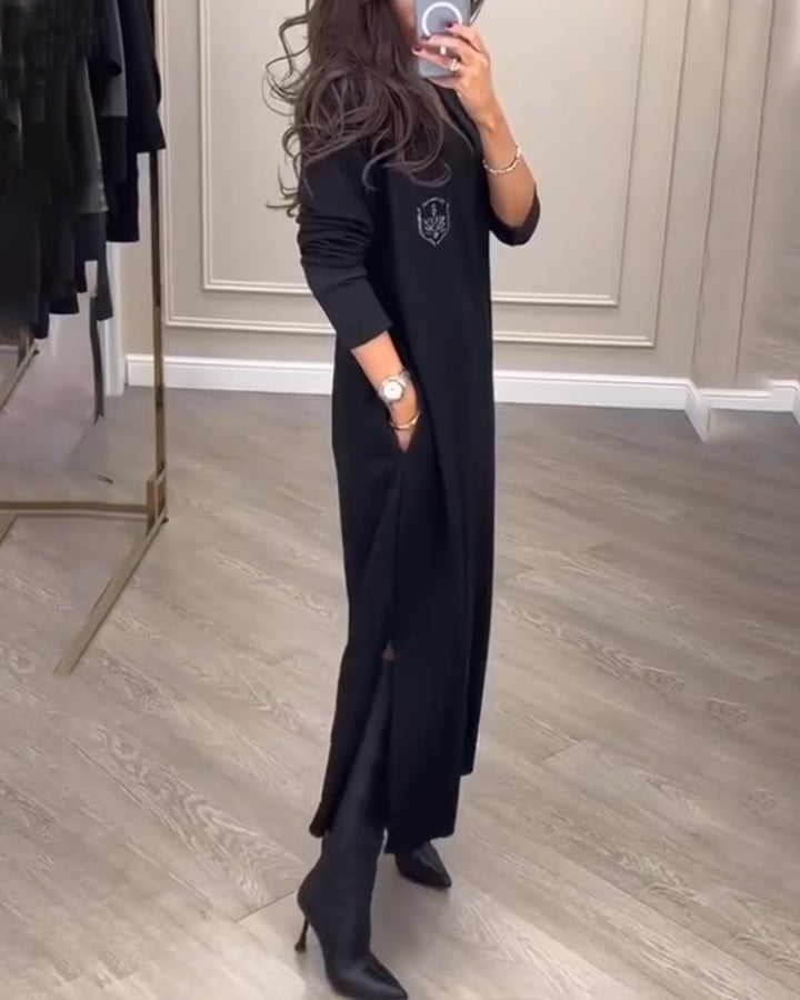 Drune | Kleid mit Seitenschlitz mit V-Ausschnitt