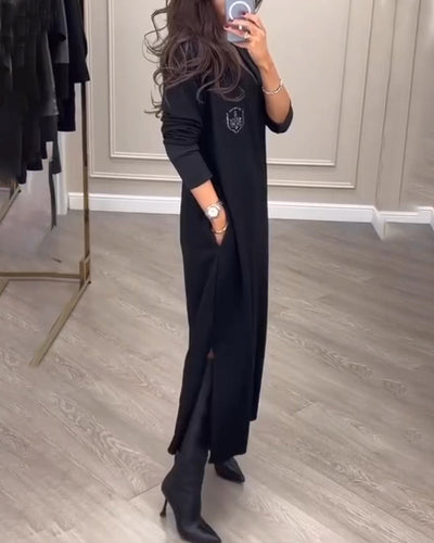 Drune | Kleid mit Seitenschlitz mit V-Ausschnitt
