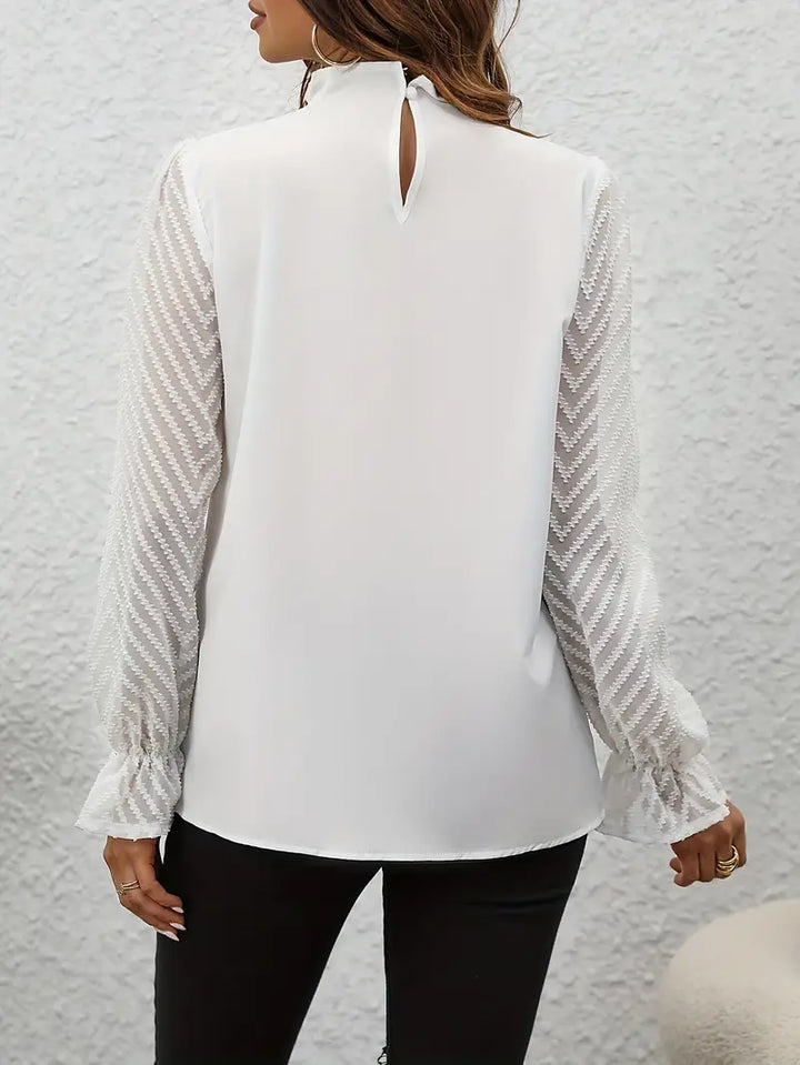 Drune Bluse | Schicker plissierter top mit netzärmeln für damen