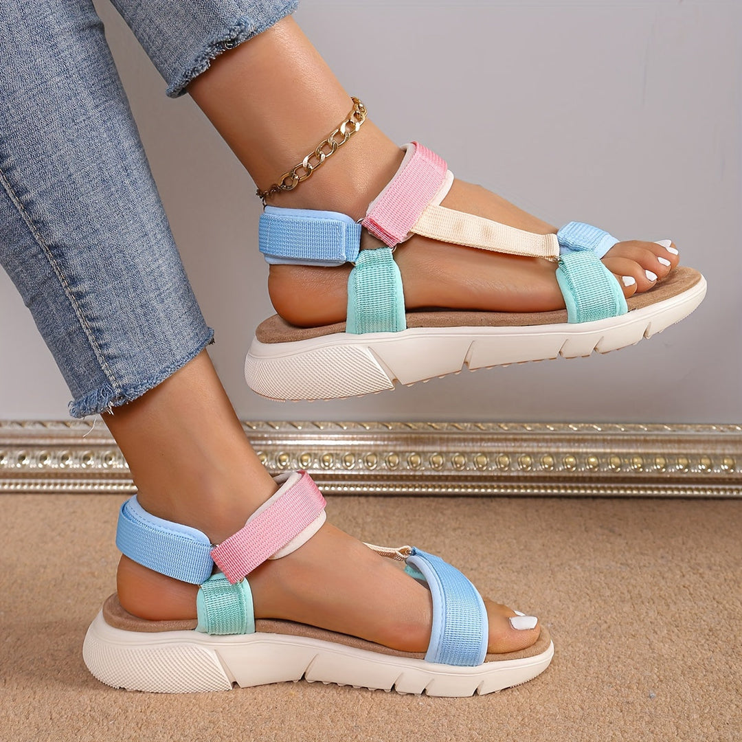 Drune | Damen Sandalen: Farbblock, Rutschfest, Elegant, Leicht, Outdoor, Sommer