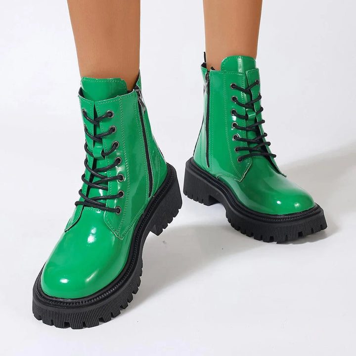 Drune | Damenstiefel aus glänzendem Leder mit Reißverschluss